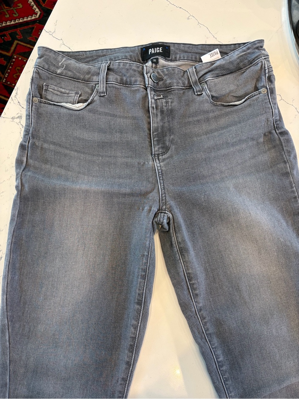 PAIGE Grey Slim Cropped Jeans
